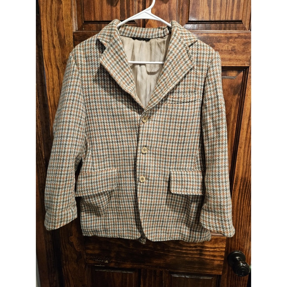 Harris Tweed 100% Scottish Wool Houndstooth Blazer 1960s Vintage Men S Mavest